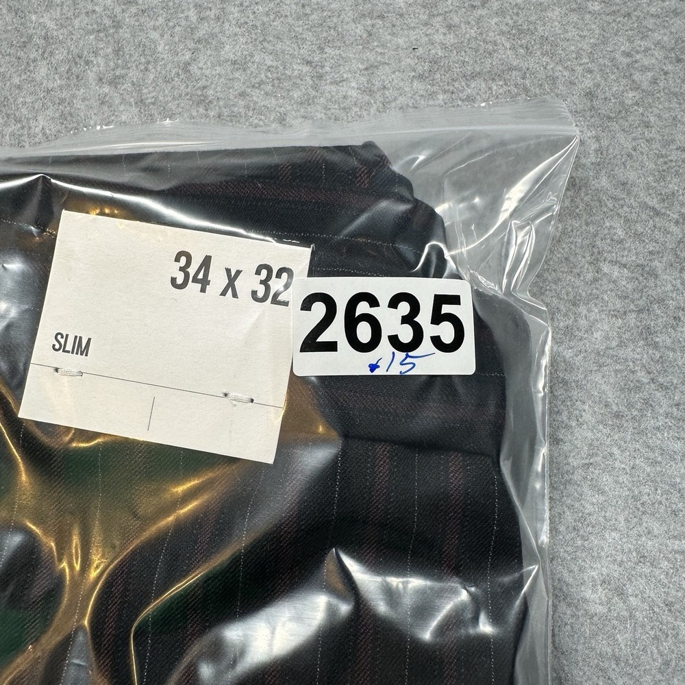 Express Slim Fit Pinstripe Mens Dress Pants 34x32(30) Black Red Stretch NWT - Picture 9 of 9